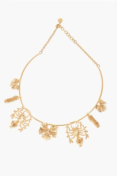 Dior Golden-effect Mille Fleurs Stiff Necklace With Charm