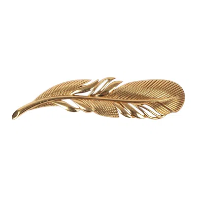 Pre-owned Dior Golden Metal Feather Brooch In Multi