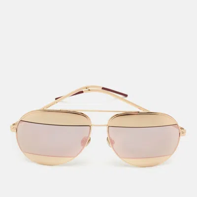 Pre-owned Dior Gold/grey Mirrored 0000j Split1 Aviator Sunglasses