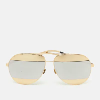 Pre-owned Dior Gold/silver Mirrored 000dc Split1 Aviator Sunglasses