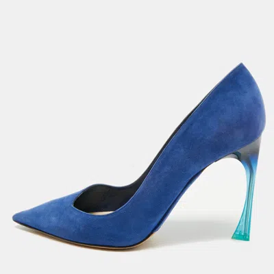 Pre-owned Dior Graded Size 40 Blue Suede Pumps