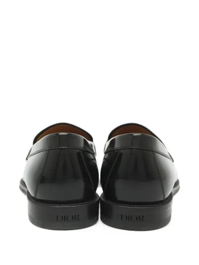 Pre-owned Dior Granville Cd Logo-plaque Loafers In Black