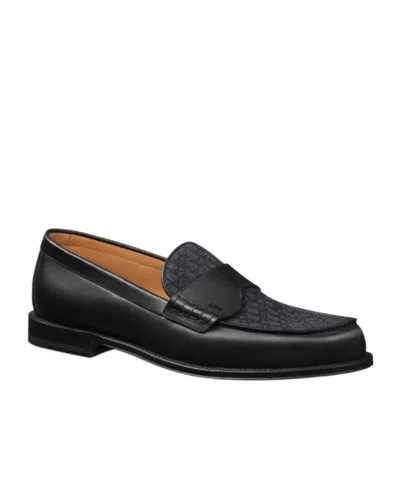 Dior Granville Logo Loafers In Black