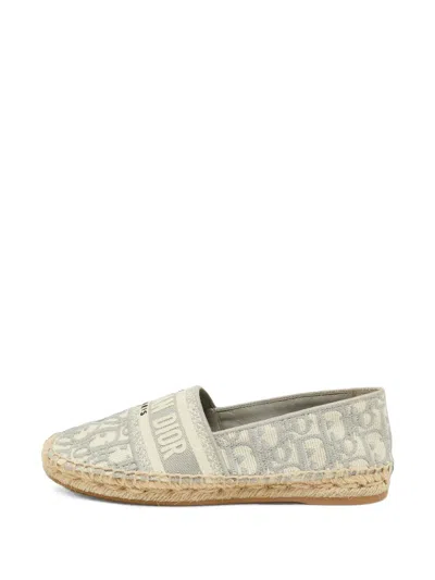 Pre-owned Dior Granville Oblique-jacquard Espadrilles In Grey
