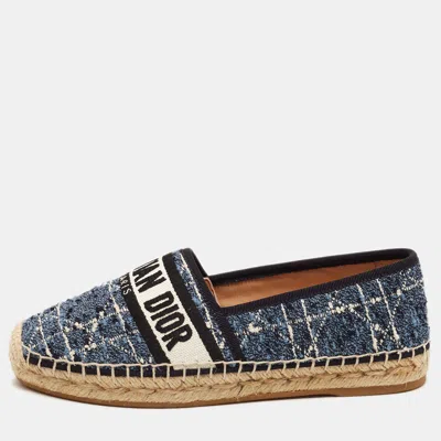 Pre-owned Dior Granville Size 37 Blue Denim Espadrille Flats