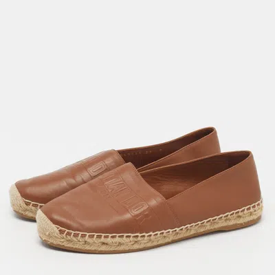 Pre-owned Dior Granville Size 37 Brown Leather Espadrille Flats