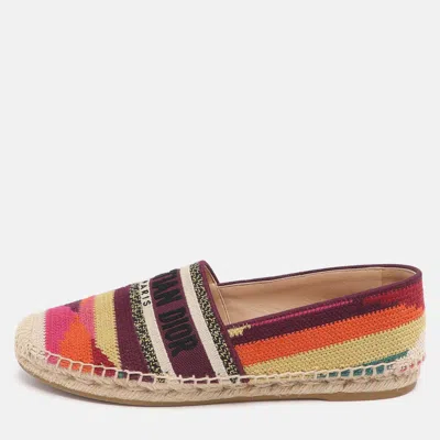 Pre-owned Dior Granville Size 38.5 Multicolor Knit Fabric Espadrille Flats
