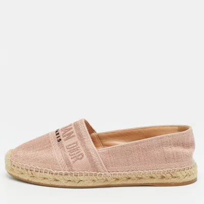 Pre-owned Dior Granville Size 38.5 Pink Lurex Fabric Espadrille Flats