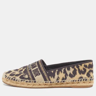 Pre-owned Dior Granville Size 39 Two Tone Canvas Espadrille Flats In Brown