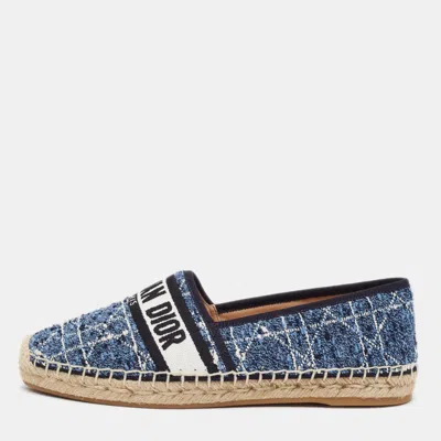 Pre-owned Dior Granville Size 40 Blue/white Denim Espadrille Flats