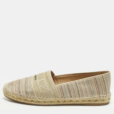 Pre-owned Dior Granville Size 40.5 Multicolor Tweed Espadrille Flats