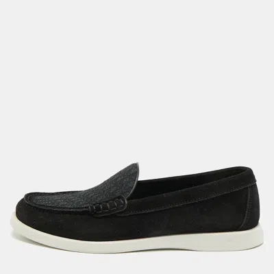Pre-owned Dior Granville Size 42 Black Canvas And Suede Loafers