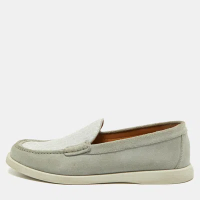 Pre-owned Dior Granville Size 43 Grey/white Suede Loafers In Gray