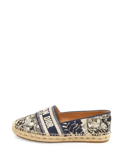Pre-owned Dior Granville Toile De Jouy Espadrilles In Blue