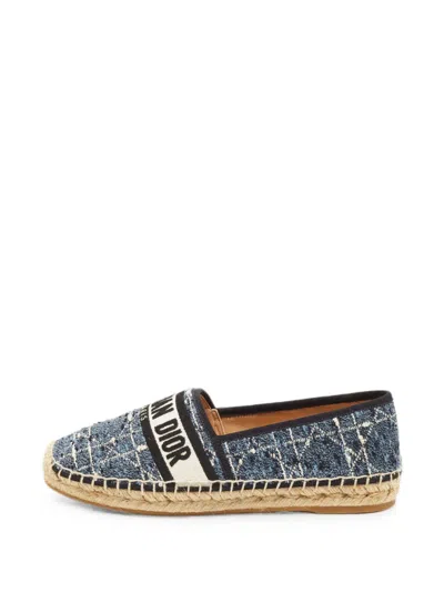 Pre-owned Dior Granville Tweed Espadrilles In Blue