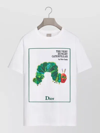 Dior Graphic Crew Neck Short Sleeve Shirt In White