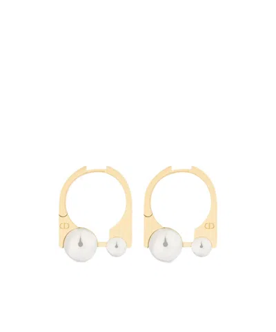 Dior Graphic Line Earrings In Golden