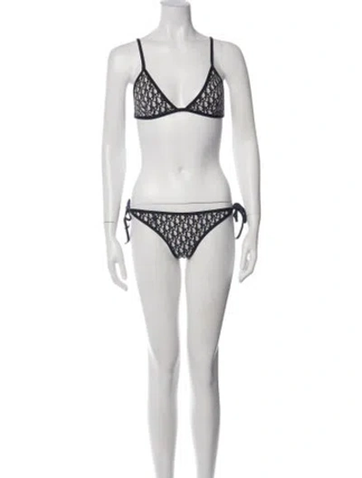 Pre-owned Dior Graphic Print Bikini In Black