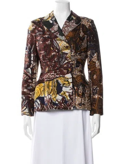 Pre-owned Dior Graphic Print Blazer In Brown