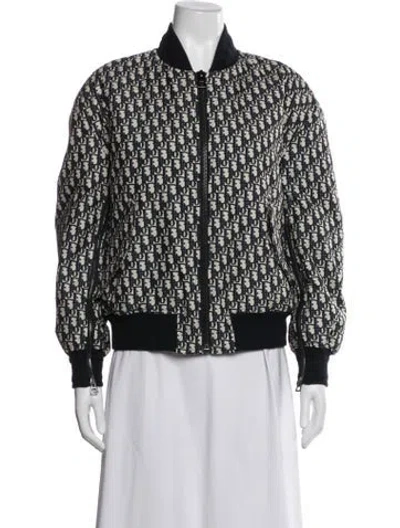 Pre-owned Dior Graphic Print Bomber Jacket In Blue