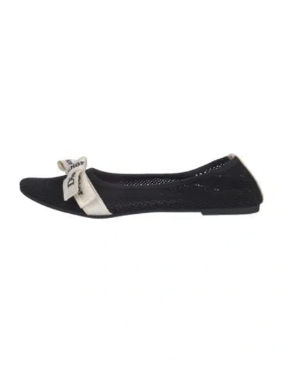 Pre-owned Dior Graphic Print Bow Accents Ballet Flats In Black