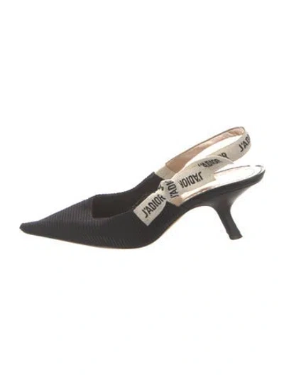 Pre-owned Dior Graphic Print Bow Accents Slingback Pumps In Black