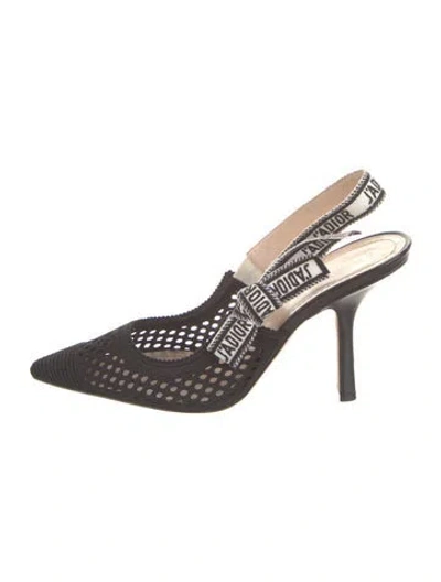 Pre-owned Dior Graphic Print Bow Accents Slingback Pumps In Black