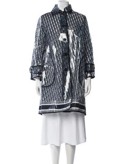 Pre-owned Dior Graphic Print Coat In Blue