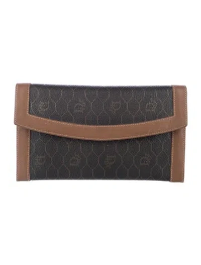 Pre-owned Dior Graphic Print Continental Wallet In Brown