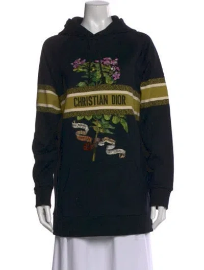 Pre-owned Dior Graphic Print Crew Neck Hoodie In Black