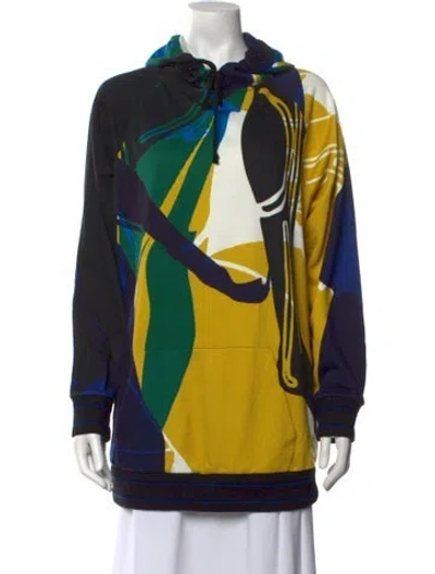 Pre-owned Dior Graphic Print Crew Neck Hoodie In Blue