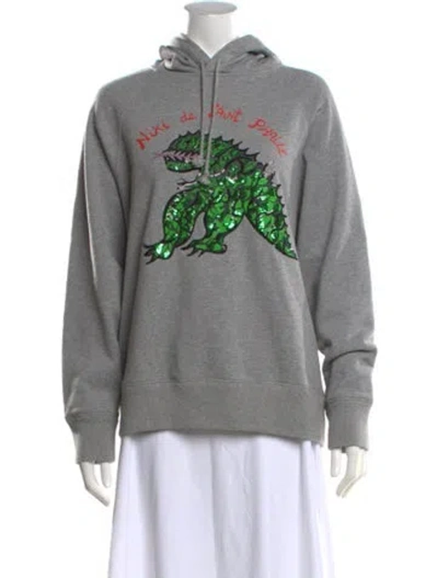 Pre-owned Dior Graphic Print Crew Neck Hoodie In Grey