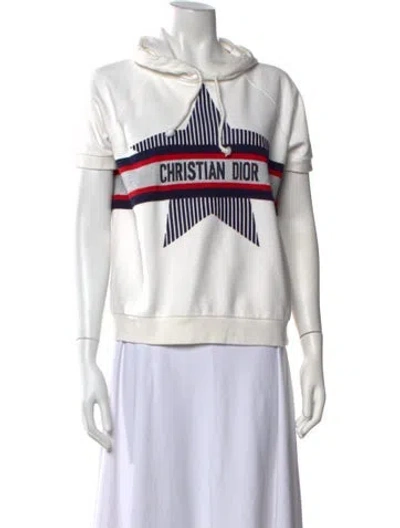 Pre-owned Dior Graphic Print Crew Neck Hoodie In Neutral