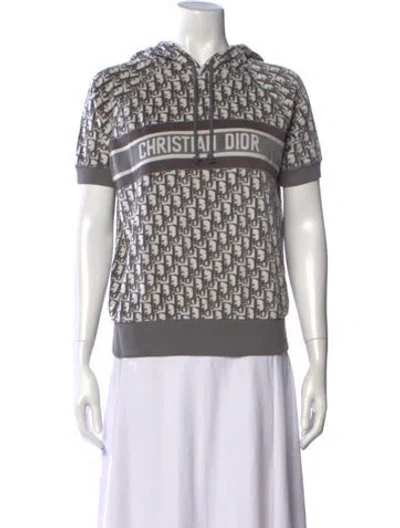 Pre-owned Dior Graphic Print Crew Neck Hoodie In Neutrals