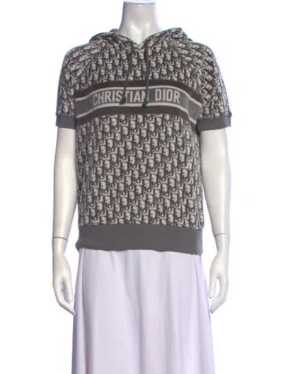 Pre-owned Dior Graphic Print Crew Neck Hoodie In Neutrals