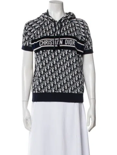 Pre-owned Dior Graphic Print Crew Neck Hoodie In White