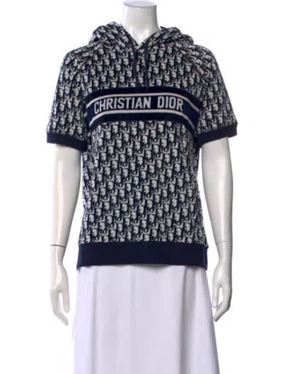 Pre-owned Dior Graphic Print Crew Neck Hoodie In White