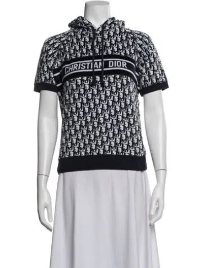 Pre-owned Dior Graphic Print Crew Neck Hoodie In White