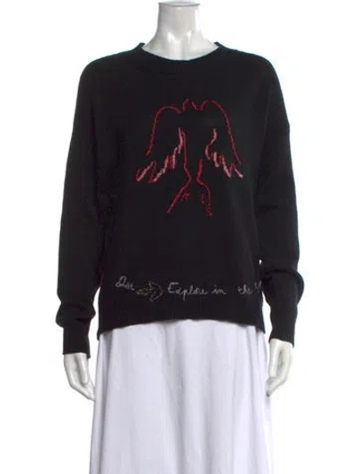 Pre-owned Dior Graphic Print Crew Neck Sweater In Black