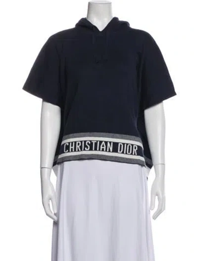 Pre-owned Dior Graphic Print Crew Neck Sweater In Blue