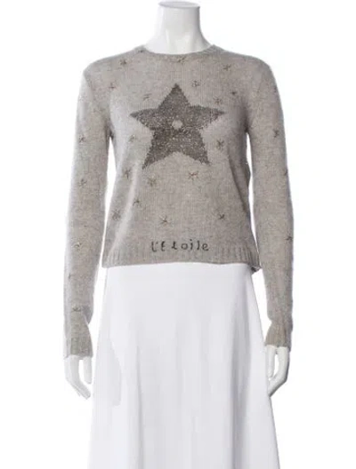 Pre-owned Dior Graphic Print Crew Neck Sweater In Grey