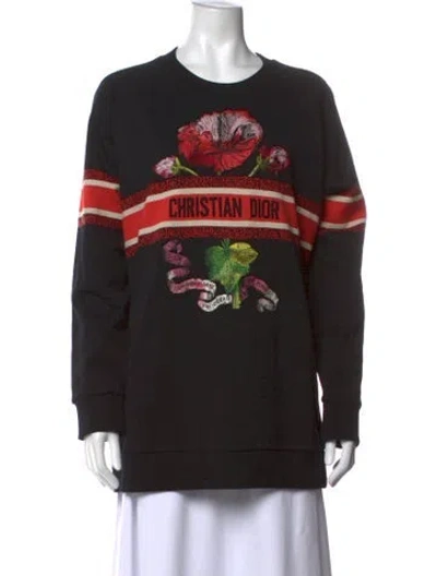 Pre-owned Dior Graphic Print Crew Neck Sweatshirt In Black