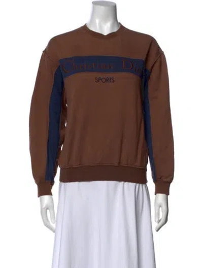 Pre-owned Dior Graphic Print Crew Neck Sweatshirt In Brown