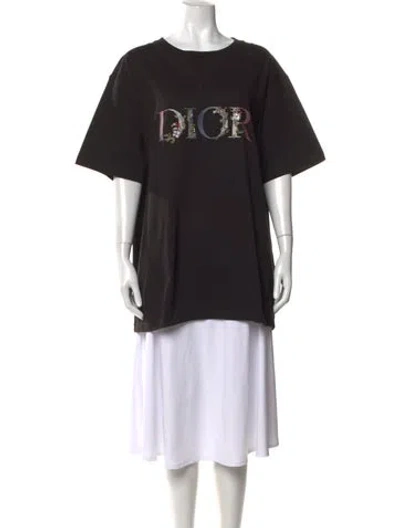 Pre-owned Dior Graphic Print Crew Neck T-shirt In Black