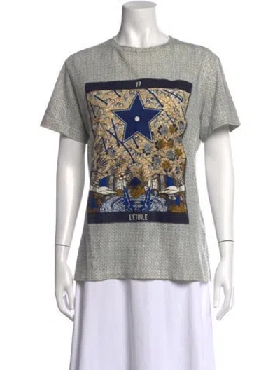 Pre-owned Dior Graphic Print Crew Neck T-shirt In Black/white/yellow