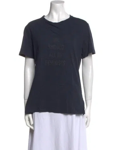 Pre-owned Dior Graphic Print Crew Neck T-shirt In Blue