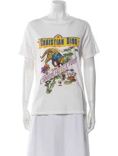 Pre-owned Dior Graphic Print Crew Neck T-shirt In Neutral
