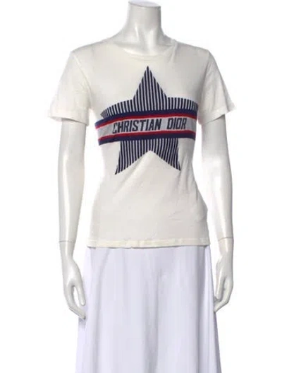 Pre-owned Dior Graphic Print Crew Neck T-shirt In Neutrals