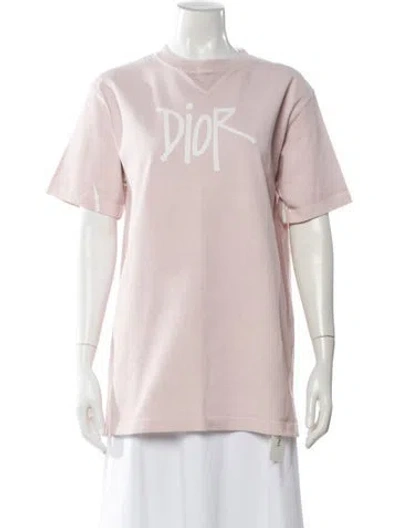 Pre-owned Dior Graphic Print Crew Neck T-shirt In Pink