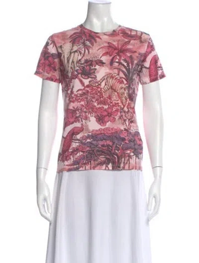 Pre-owned Dior Graphic Print Crew Neck T-shirt In Pink